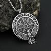 Nordic Vikings Stainless Steel Compass Rune Pendant Necklace For Men Women Vintage Odin Raven Necklaces Amulet Jewelry