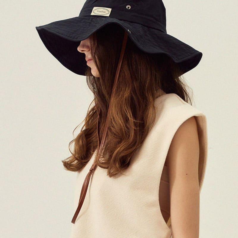 Marchen Leather Strap Safari Bucket Hat_5color