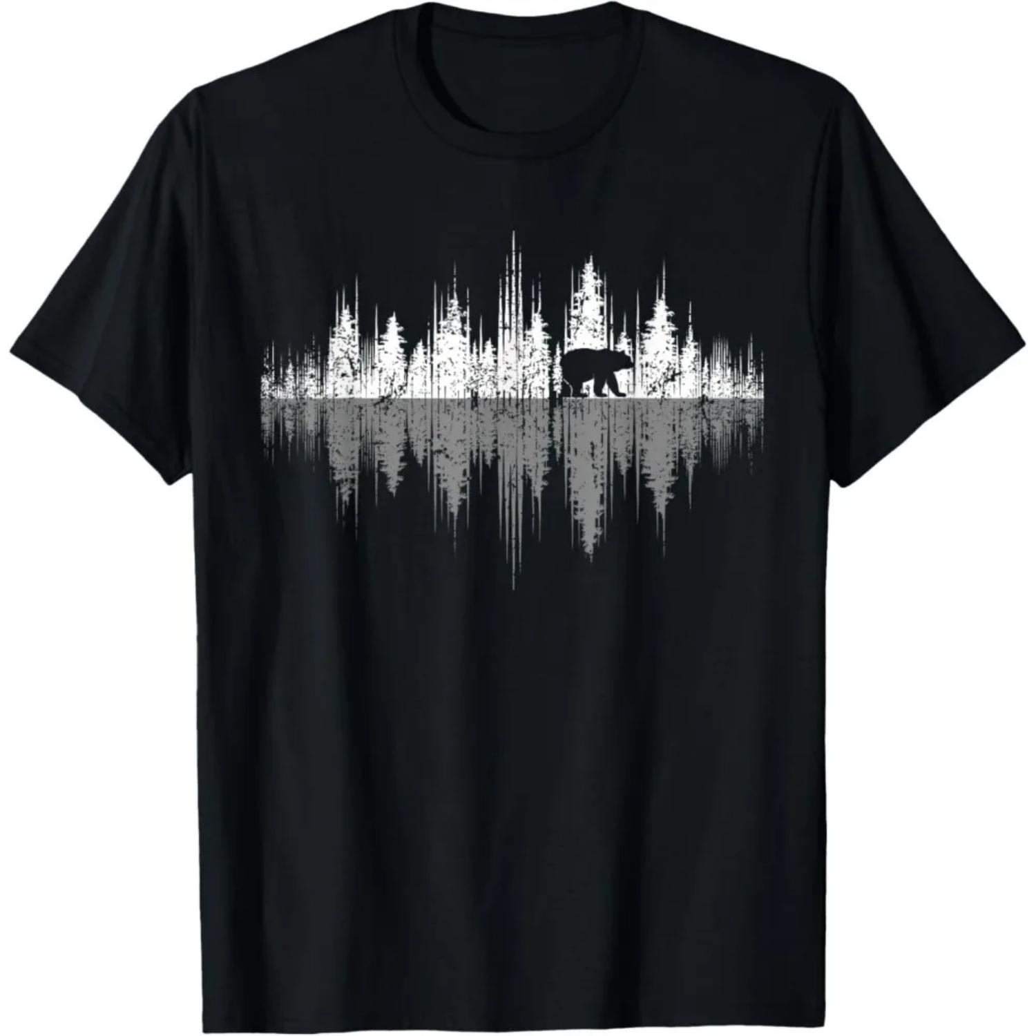 Trees Reflection Wildlife Nature Animal Bear Outdoor Forest T-Shirt Supporters of Nature Conservation Tee Tops Men Women T Shirt S чёрный