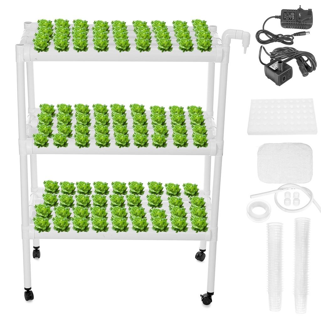 108 Holes Hydroponic Piping Site Grow Kit Deep Water Culture Planting Box Gardening System Nursery Pot Hydroponic Rack 220V