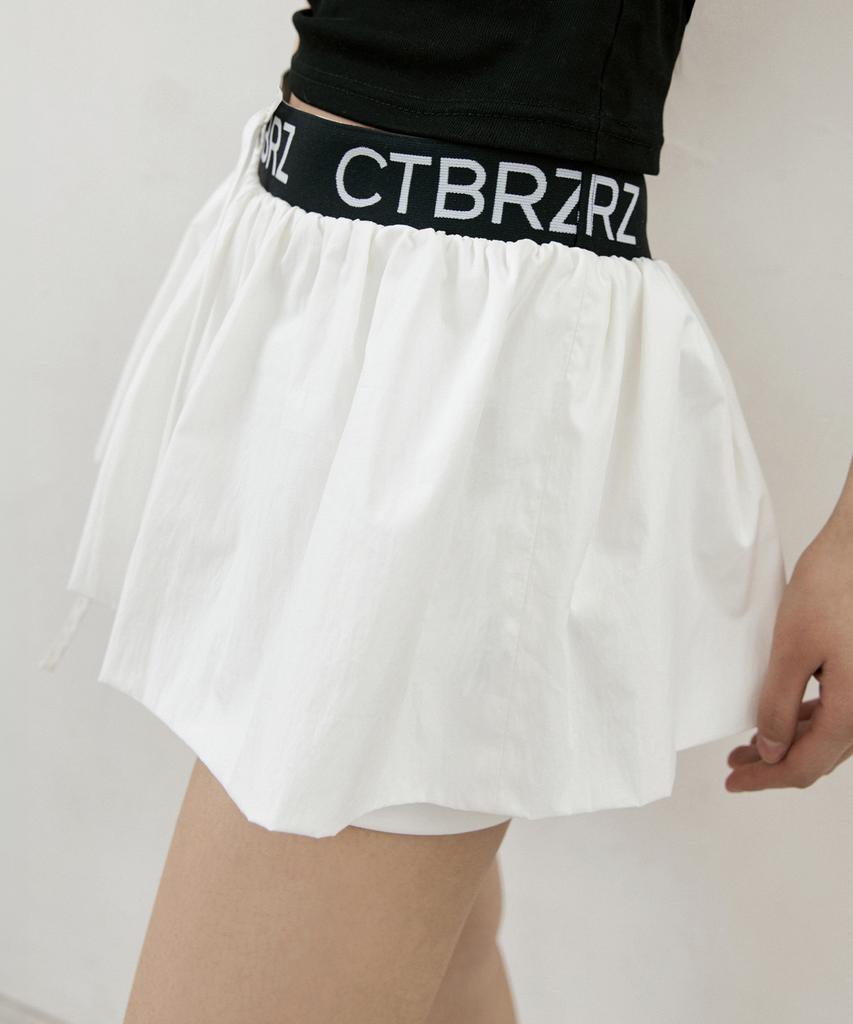 City Breeze Essential Logo Elastic Waist Nylon Pants Skirt_White