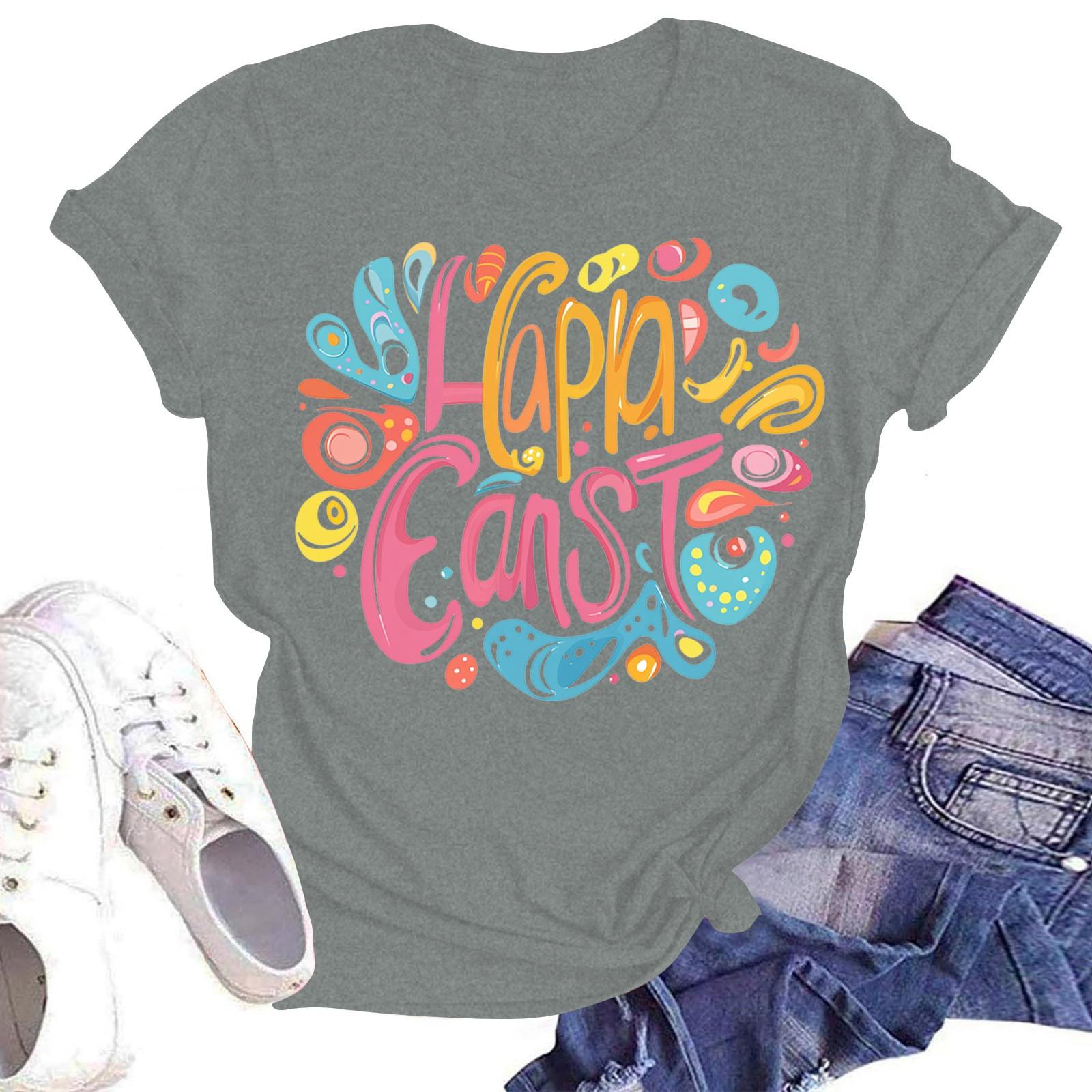 

Женская повседневная модная уличная футболка с коротким рукавом и принтом в виде Пасхи M
