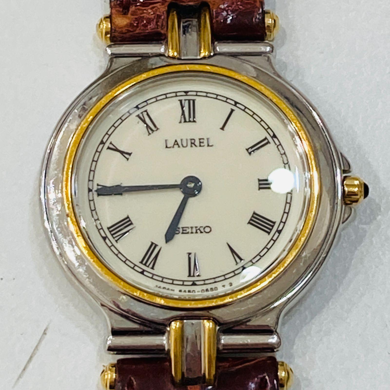 A [Operation not confirmed] SEIKO LAUREL 5A50-0250 Ivory Dial Ladies Watch Parts Removal Junk Item