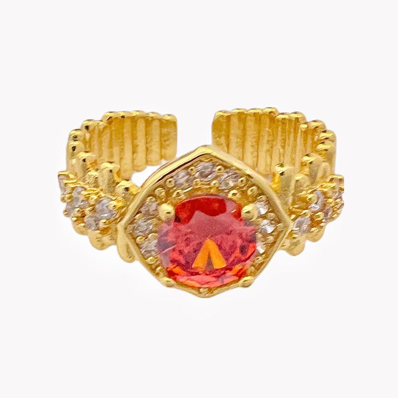 The Same Open Ring Gold Light Luxury High Sense Medieval Court Style Butterfly Color Zircon Woman