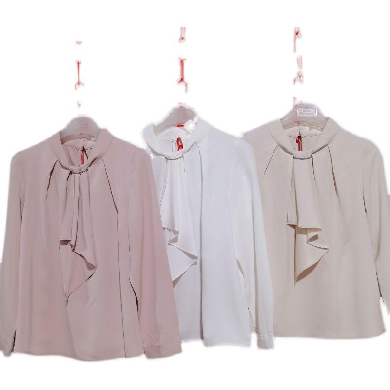 Export Japanese Single Tail Goods round Neck Pullover Long Sleeves Shirt Women's Stylish Business All-Matching Shirt Bottoming Shirt Small