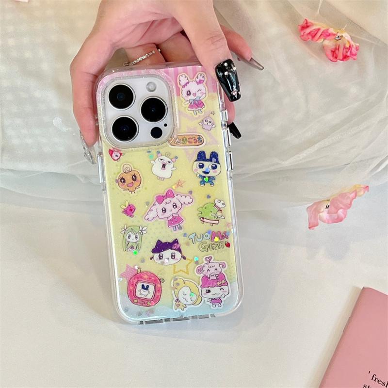 Cute Cartoon Animal Phone Case For iPhone 16 14 Pro 15 13 12 Pro Max Back Cover with Chain Shockproof Hard Cases Kawaii Funda