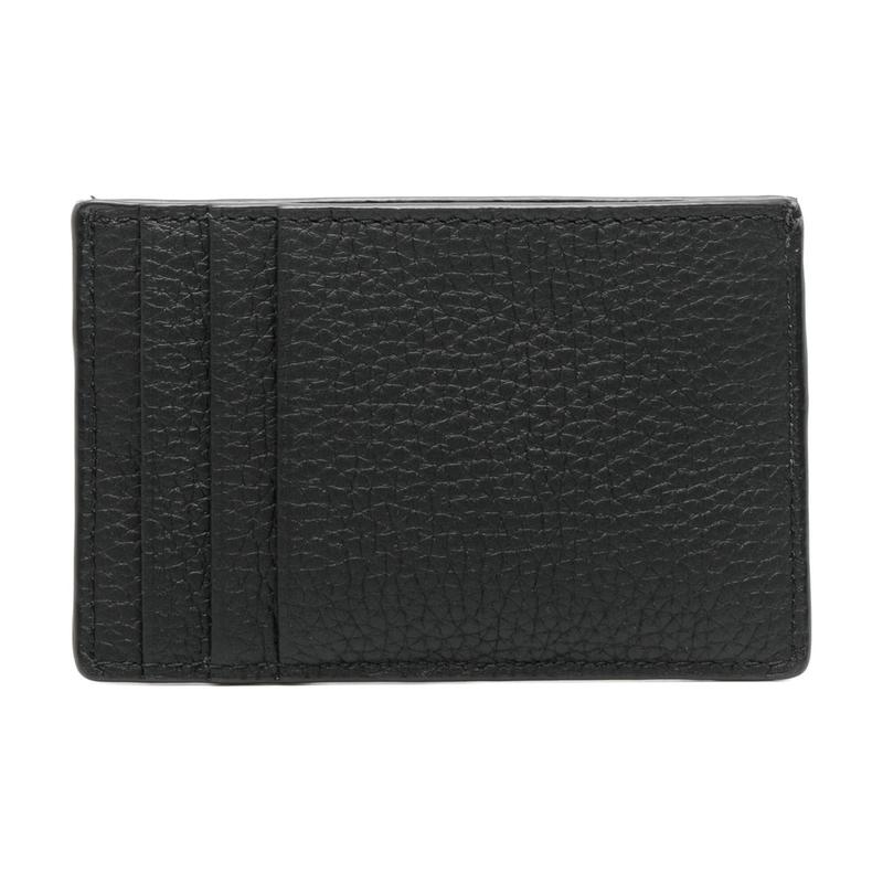 MICHAEL KORS Hudson brand logo pebbled leather card holder men's black
