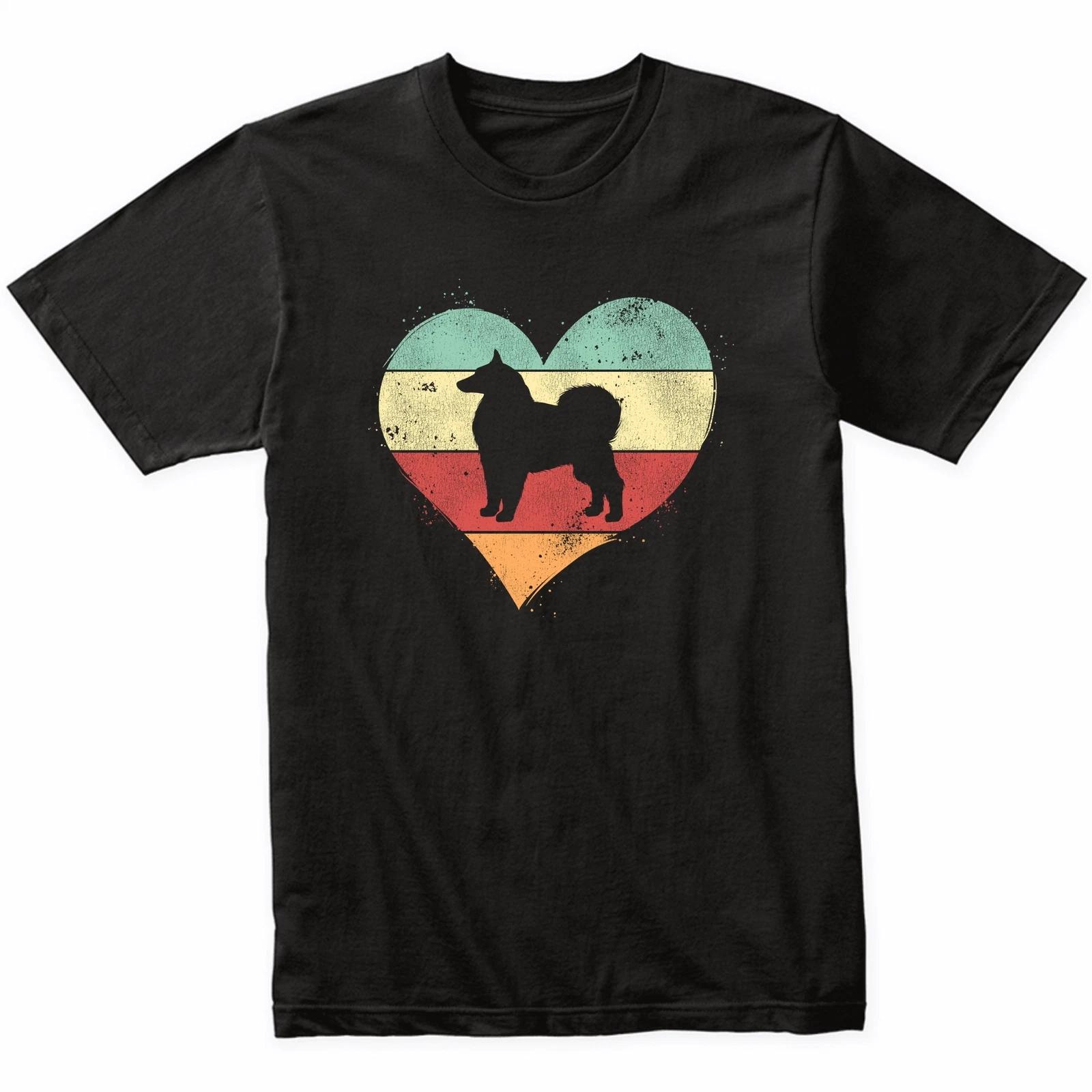Retro Heart Samoyed Dog Breed Silhouette Dog Owner Love T-Shirt XL