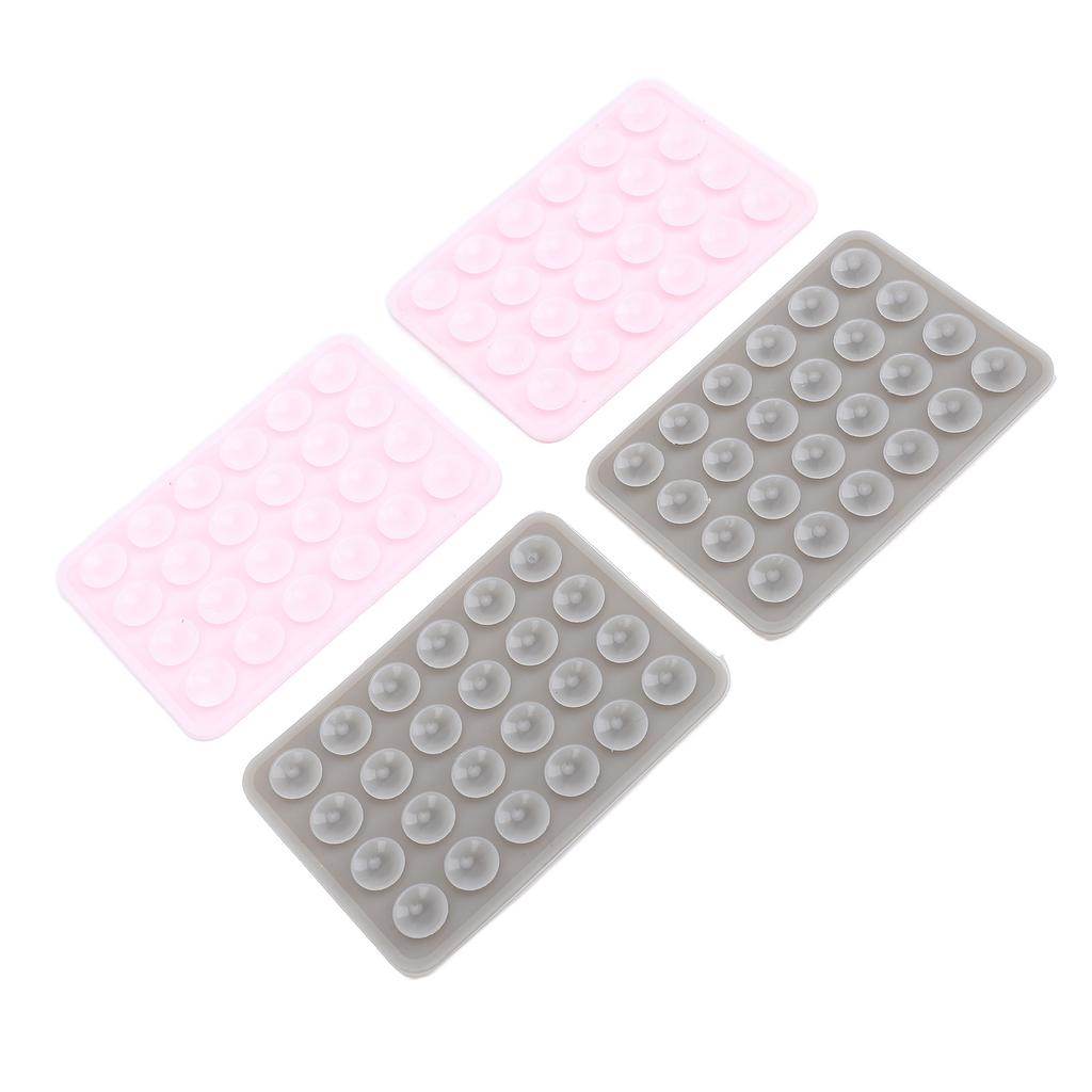 4pcs Silicone Suction Phone Case Easy To Use Multi Functional Phone Suction Grip Holder Pink Grey