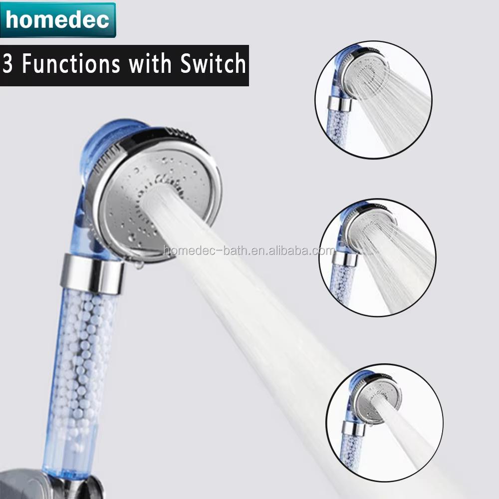 Hot Sale Filtration Shower Head ,negative Ion Filter Handheld with 3 Control Switch Massage Shower Head ,Water Saving Shower (Blue,PC) синий