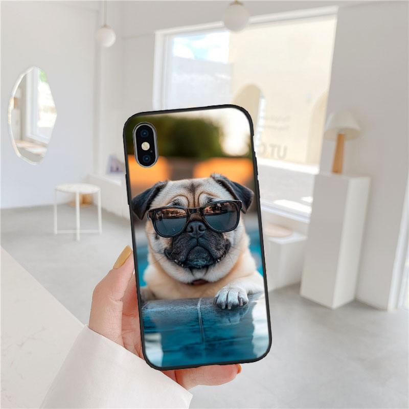 CJ90 Mops Hund Soft Shell Handyhülle für Xiaomi Poco C40 C50 C51 C55 C65 C71 C75 F3 F5 F6 F7 M2 M3 Pro Ultra