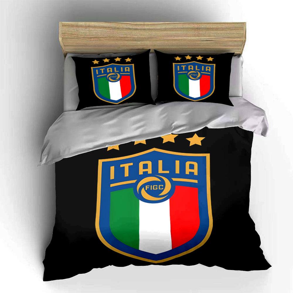 Conception de l'écusson de football de l'Italie. Ensembles de literie Ensembles de housses de couette Housses de couette Taies d'oreiller(1 * Housse de couette 2 * Taies d'oreiller sans couette)
