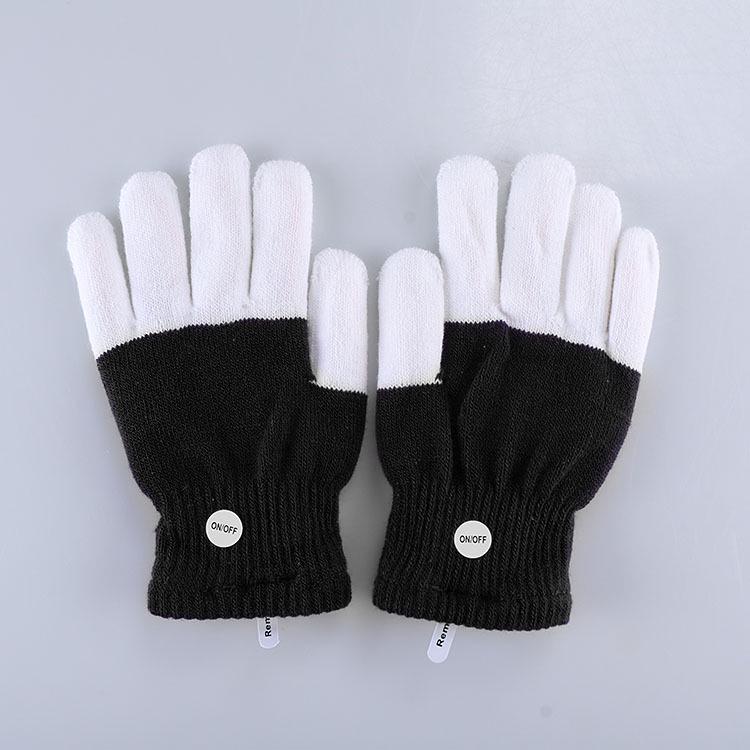 LED Multicolor Light-Up Fingerless Gloves for Halloween & Christmas - Flashing White Knit for Adults & Kids
