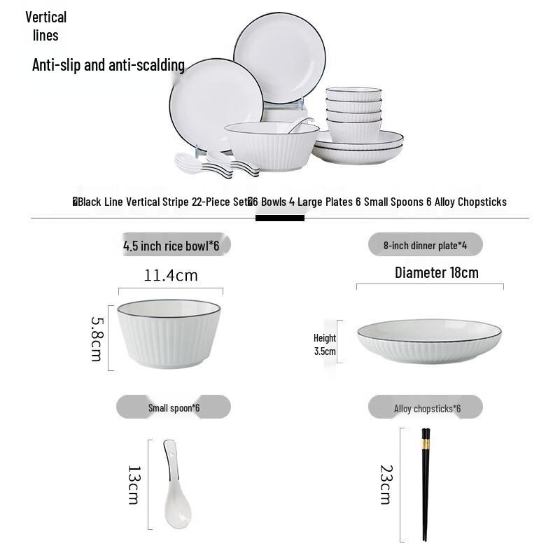 Jingdezhen Ceramic Minimalist Dinnerware Set 22-piece Set