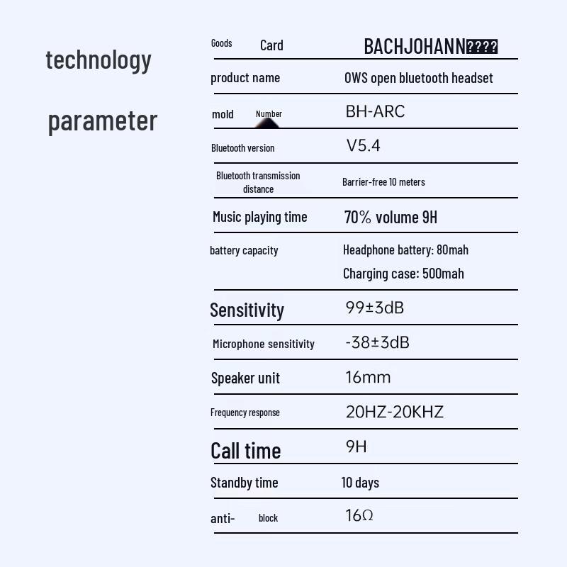 Bach John BH-ARC Open-Ear Wireless Sports Headphones