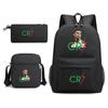 CR7 Batoh 3 ks Cestovní taška Plátěný batoh Školní taška pro chlapce dívky Plátěný pro teenagery Notebook Zip Studenti Mochilas