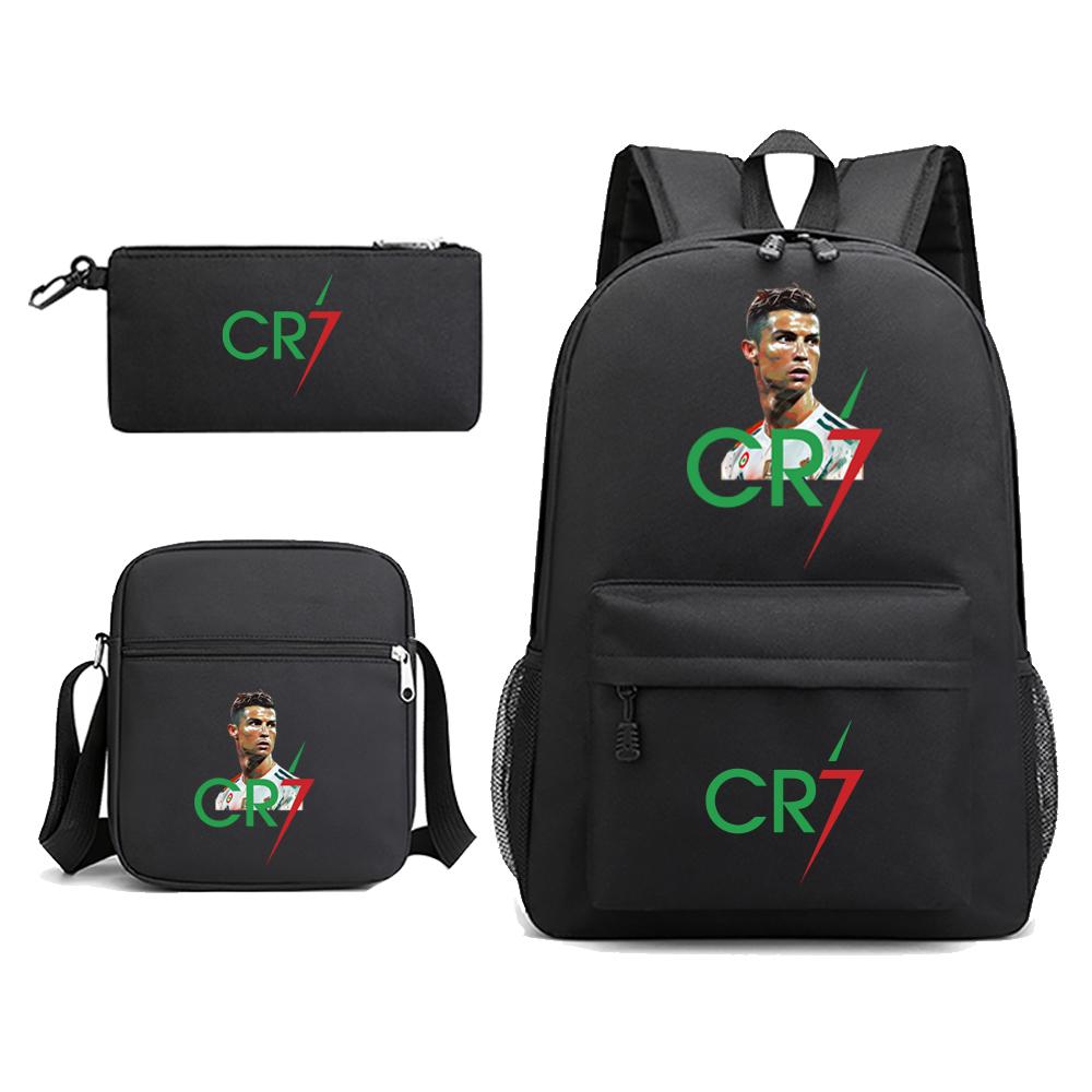 CR7 Backpack 3Pcs Travel Bag Canvas Backpack School Bag For Boys Girls Canvas Teens Laptop Zipper Students  Mochilas