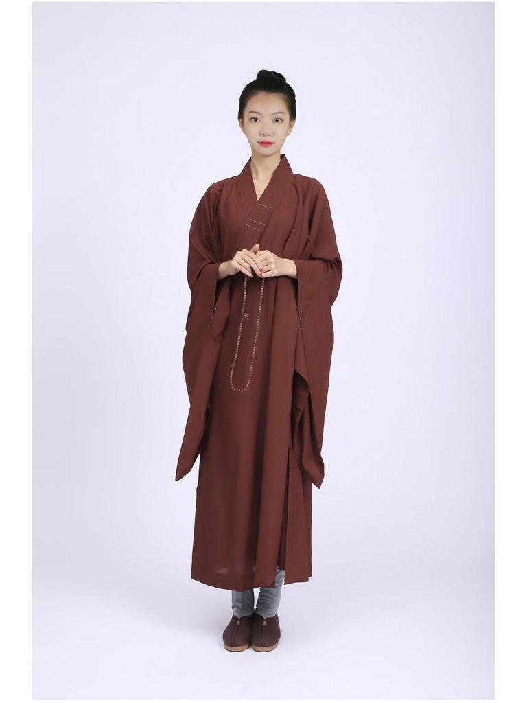 Haiqing Zen Monk Robe - Unisex, Linen, Coffee Color, All-Seasons Meditation Coat