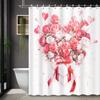Red Rose Heart Bouquet Shower Curtain with 12 Hooks - Romantic Love Gift, Bathroom Decoration & Home Accessories
