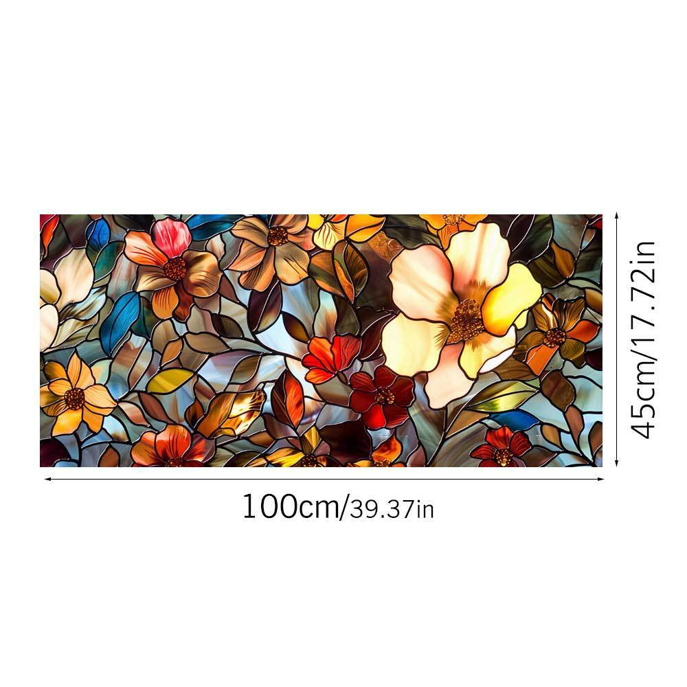 Floral Pattern Pvc Static Cling Window Film With Removable Design For Living Room Decor