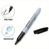 12pcs Black Permanent Marker Pens, Fine Tip, Waterproof, Quick Drying