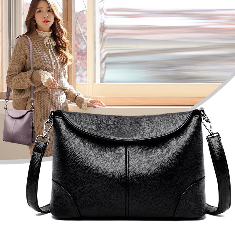 Bag women's new fashion bag simple casual large capacity PU shoulder messenger bag