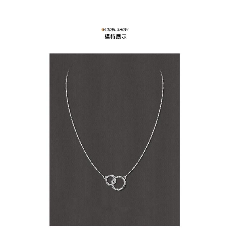 Women Simple Double Ring Clavicle Necklace Minimalist Fashion Personalized Jewelry