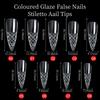 3D 120pcs/Box Long False Press On Acrylic Nails Coloured Glaze False Nails Stiletto Aail Tips For Extension Manicure Art Design