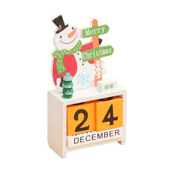Christmas Wooden Desktop Calendar Santa Snowman Reindeer Tree Perpetual Calendar Wood Display