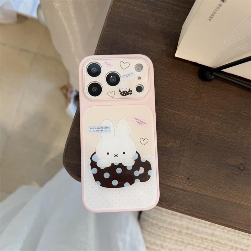 

Милый Кролик Миффи Кофейная Кружка В Горошек Чехол Для Телефона Для iPhone 15 16 17 Pro Max INS Милый Большое Окно Ударопрочный Чехол For iPhone 17ProMax