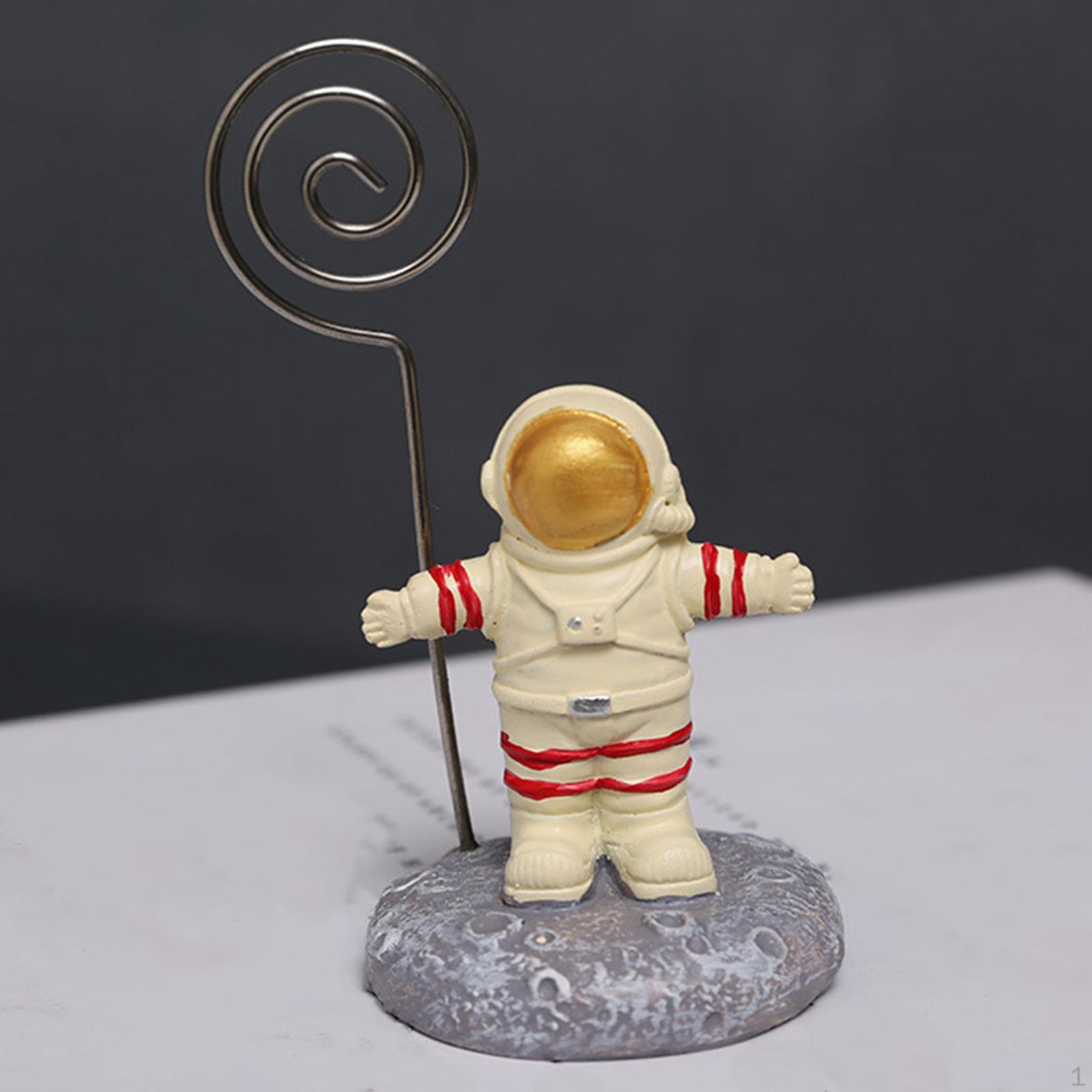 

Standing Ornaments Astronaut Shape Resin Metal Number Holder Message Folder Cards Holders A