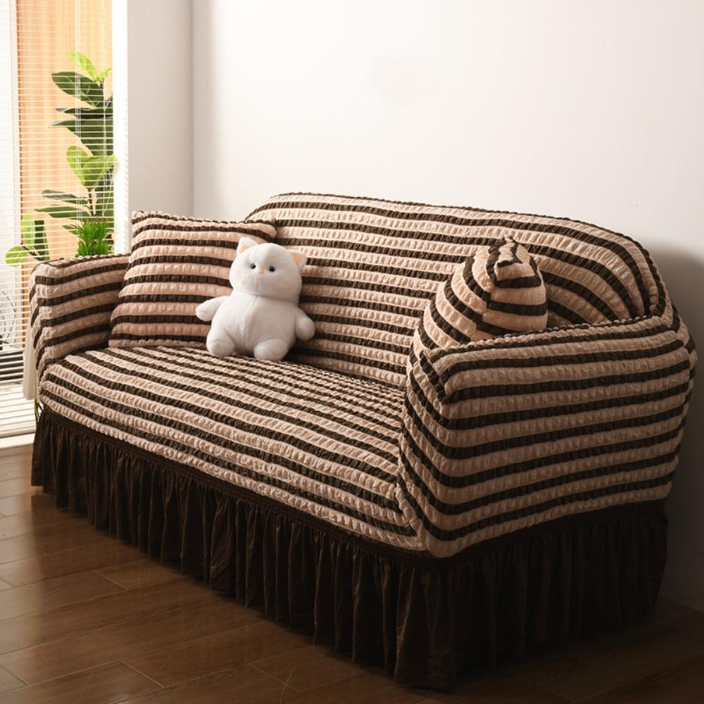 Thick Elastic Bubble Gauze Lace Couch Cover Slipcouch Non Slip Full Coverage Sofa Cover