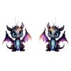 Charming 2d Acrylic Blue Eyed Purple Winged Dragon Hanging Decoration For Style Vehicle