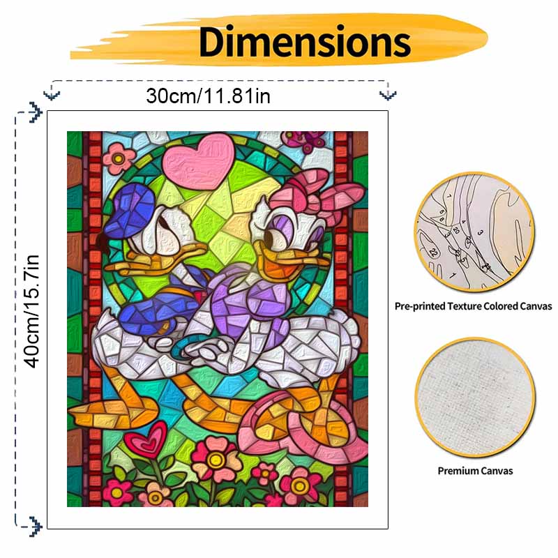Disney DIY Oil Painting Art Painting Kit Stained Glass Donald Daisy Home Wall Decor Handmade Gift For Room Bedroom Aesthetic Decor