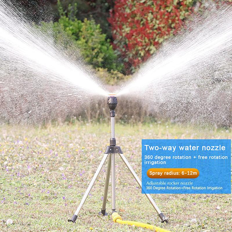360 Rotary Irrigation Sprinkler Head With Tripod Telescopic Support Automatic Rotating Sprayer Garden Watering Sprinkler Head