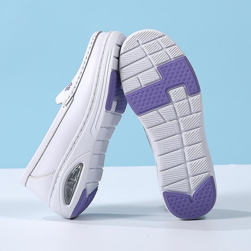 Women Massage Insole Genuine Leather Hollow Breathable Anti-Slip Swing Shoes Half Palm Air Cushion Platform Nurse Work Shoes