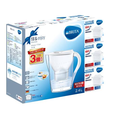 BRITA 1.4L Water Filter Pot, Marella Cool Starter Pack with 3 Maxtra Plus Cartridges [Japan Specification, Official Japanese Product]