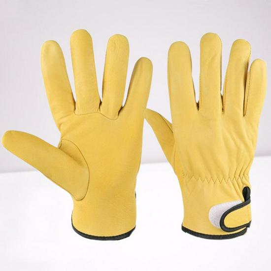Sheepskin Leather Velcro Welding Gloves: Soft, Flexible, Heat-Resistant for Labor Protection