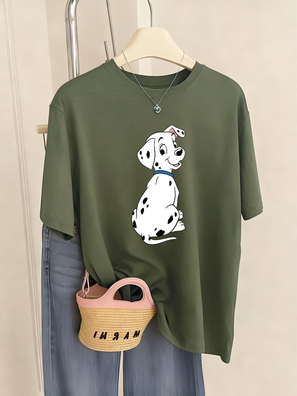 

Dalmatian Puppy Printing TShirt Womens Basics Loose T Shirts ONeck Soft Short Sleeve Tops Summer Comfortable Woman Clothes S