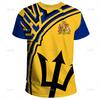 Barbados Ethnic Flag Map Print T Shirt Barbados Coat Of Arms Graphic Tee Shirt Fashion Streetwear Short Sleeves Mens Clothing