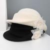 Study Abroad White Moonlight~ Gentle Atmosphere White Wool Lace Flower Top Hat Autumn and Winter Warm New Hat Women