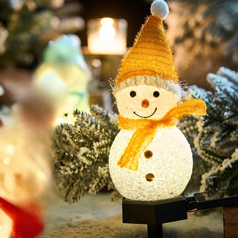 LED Snowman Solar Garden Light Outdoor Ground Stake Light Solar Powered Xmas Pathway Lights For Christmas Lawn Yard Decoration