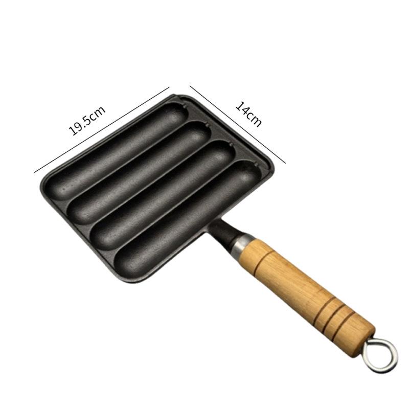 Cast Iron Sausage Grill Pan - Non-Coated, Ideal for Home or Outdoor Use