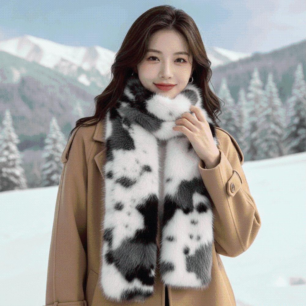 Skin Friendly Thick Warm Neck Warmer Soft Texture Long Fluffy Muffler Daily Commuting