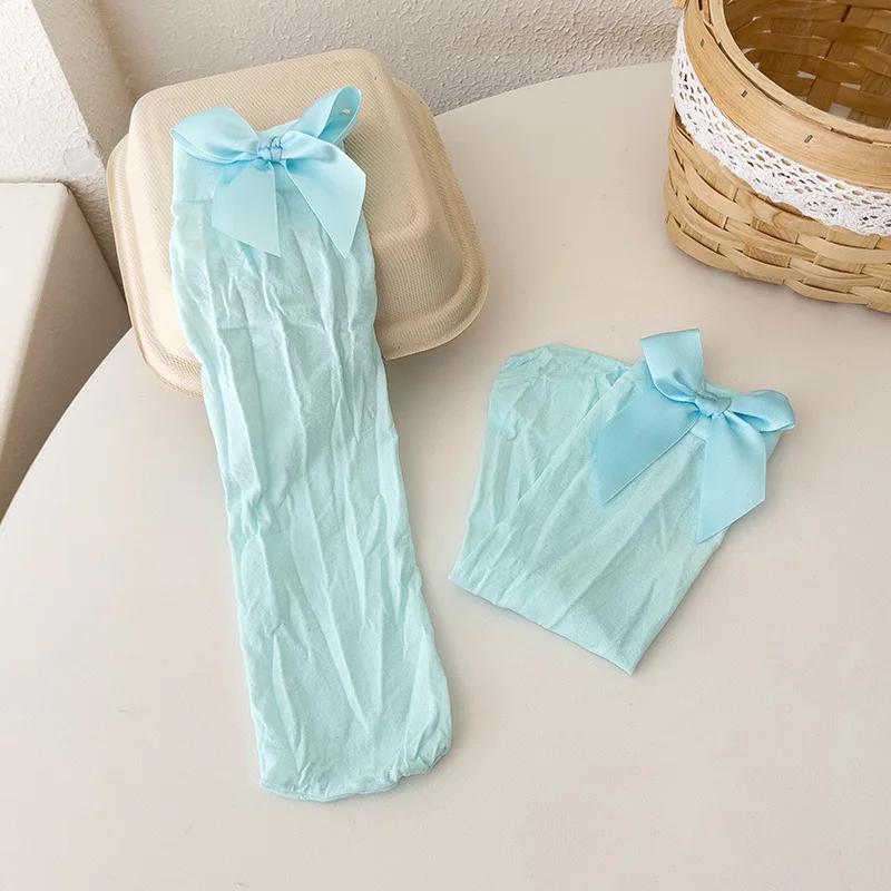 1 Girls' Bow Socks Spring/Summer Thin Velvet Stacked Socks Korean Version Lolita Baby Princess Calf Socks