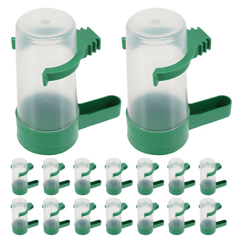 16Pcs Bird Drinking Cup Set 60Ml Automatic Water Feeder Spillproof Design for Parrot Cage Small Bird Container