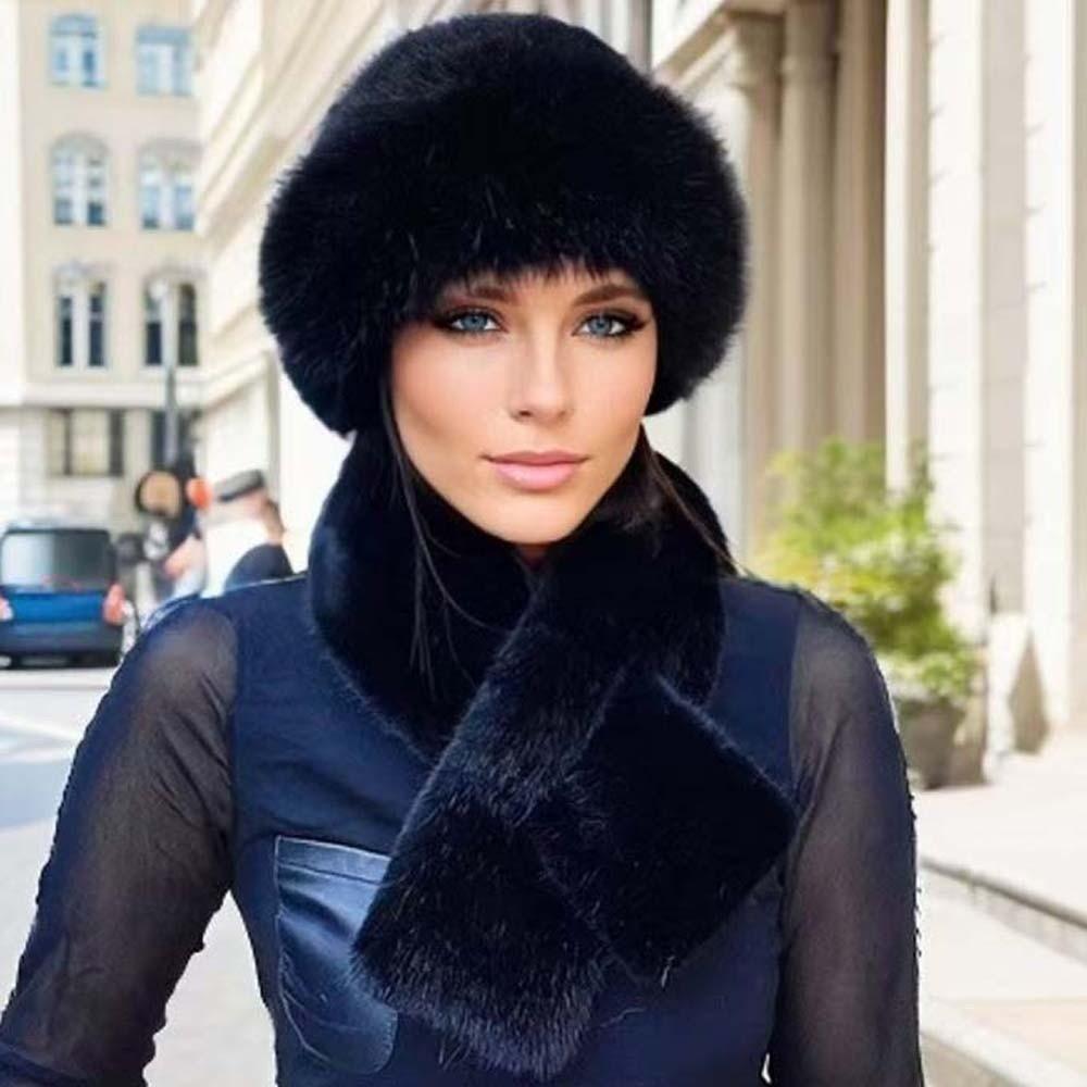 Windproof Russian Style Beanie Thickened Faux Mink Headwear Cossack Hat Set  Commuting