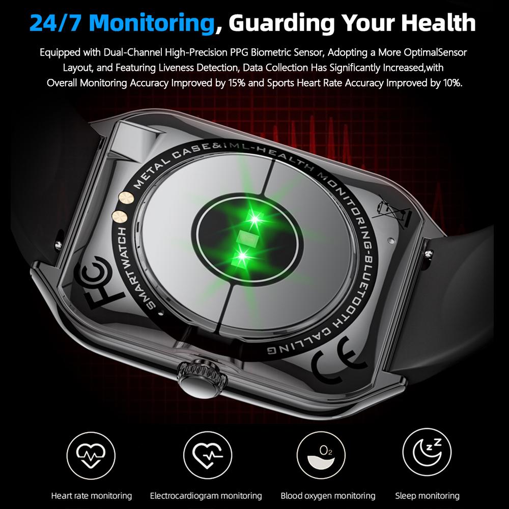 New Ultra Thin Smart Watch Men AMOLED Ultra HD Heart Rate Sports Bracelet Always Display Time BT Calling Smartwatch