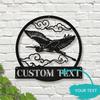 Metal Wall Art Heron Bird Flying, Personalized Name Sign, Modern Home Decor, Universal Style