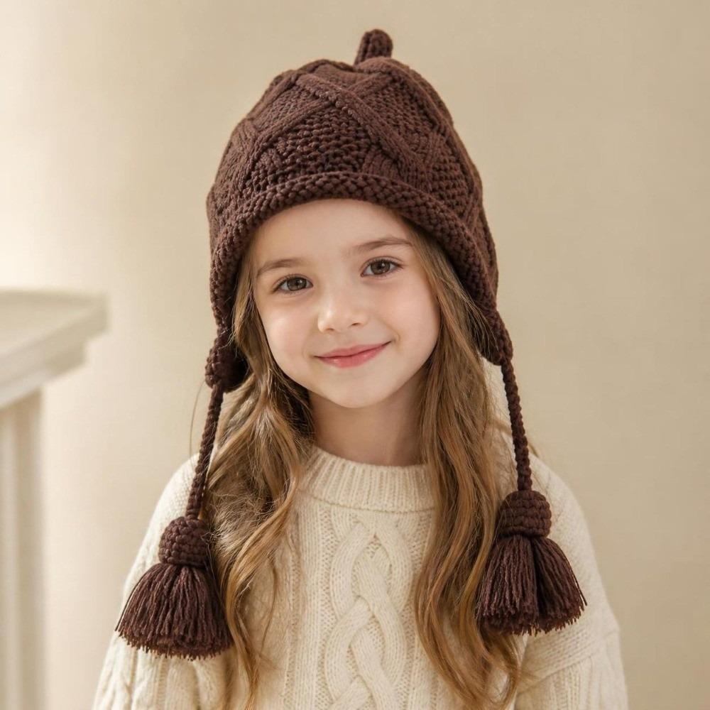 Thick Kids Knit Cap Windproof Pullover Winter Hat Cute Ear Protection Cap Winter